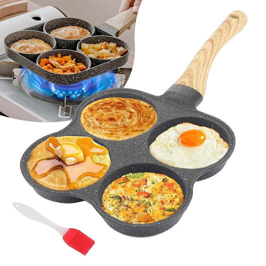 Poêle à crêpes et oeufs avec 4 trous en aluminium antiadhésif